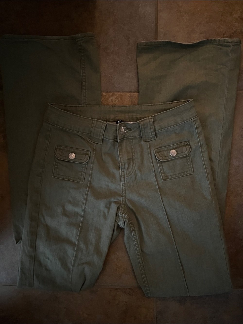 Sage-Swamp Green H&M Flared Pants
